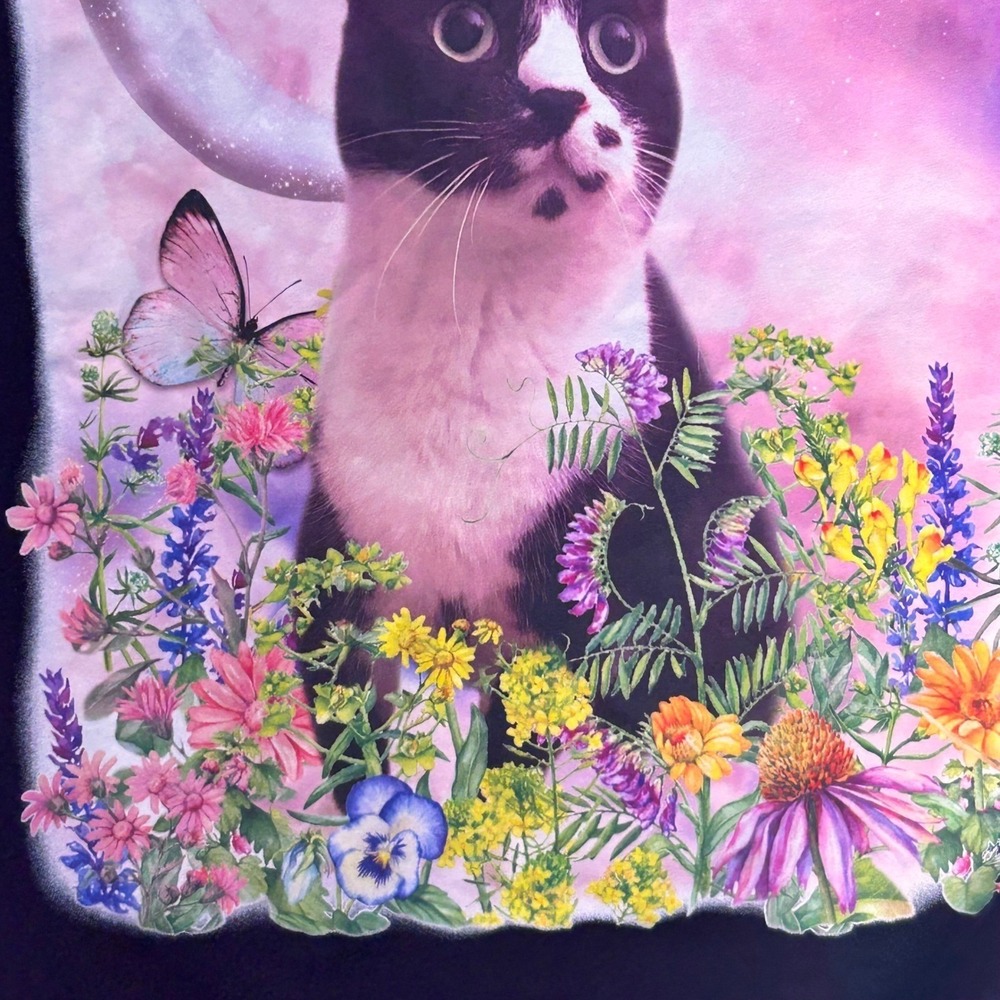 Wild Fable Cat Floral Butterfly Shirt Black‎ Small - Picture 4 of 14